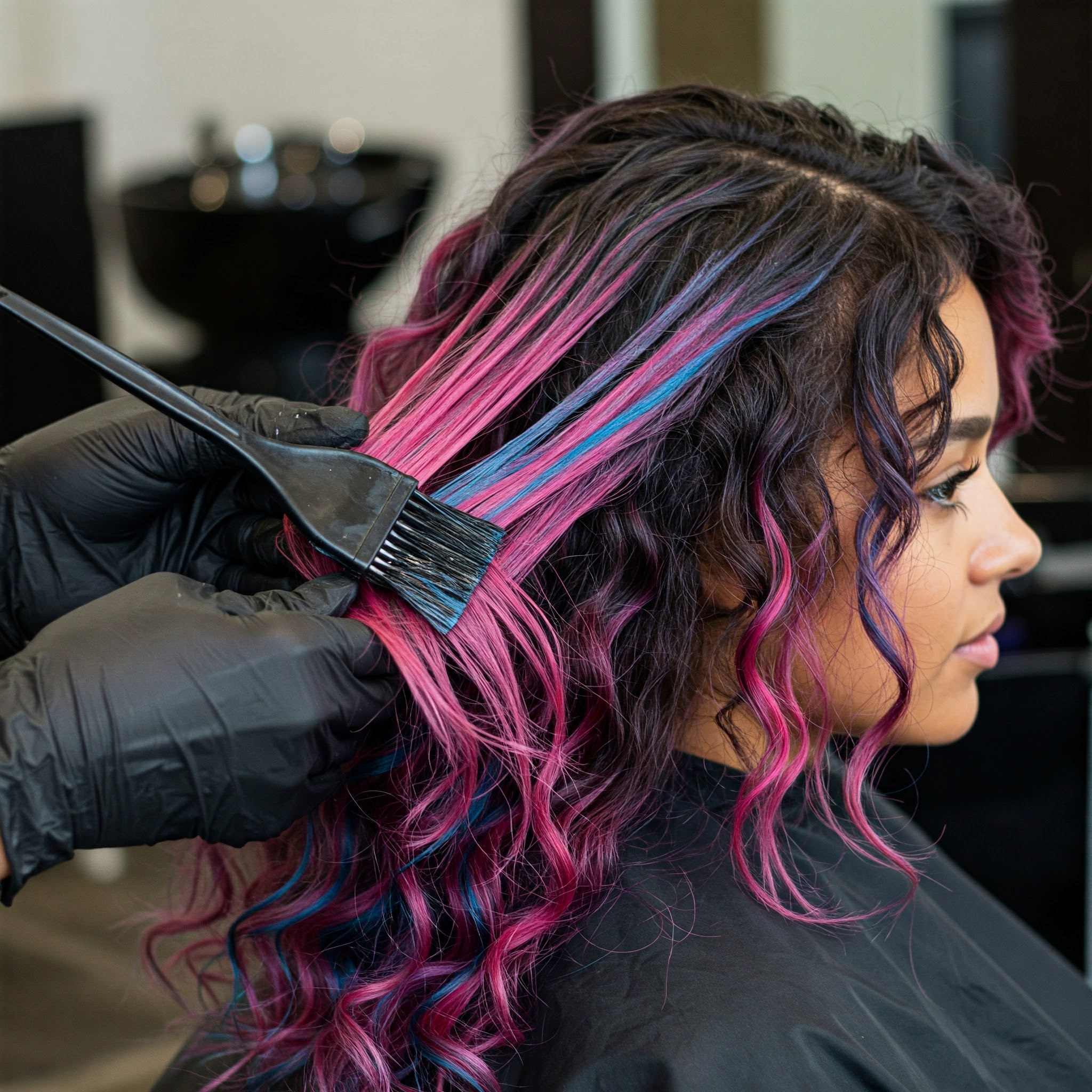 Close-up of a hair colouring service or beauty treatment